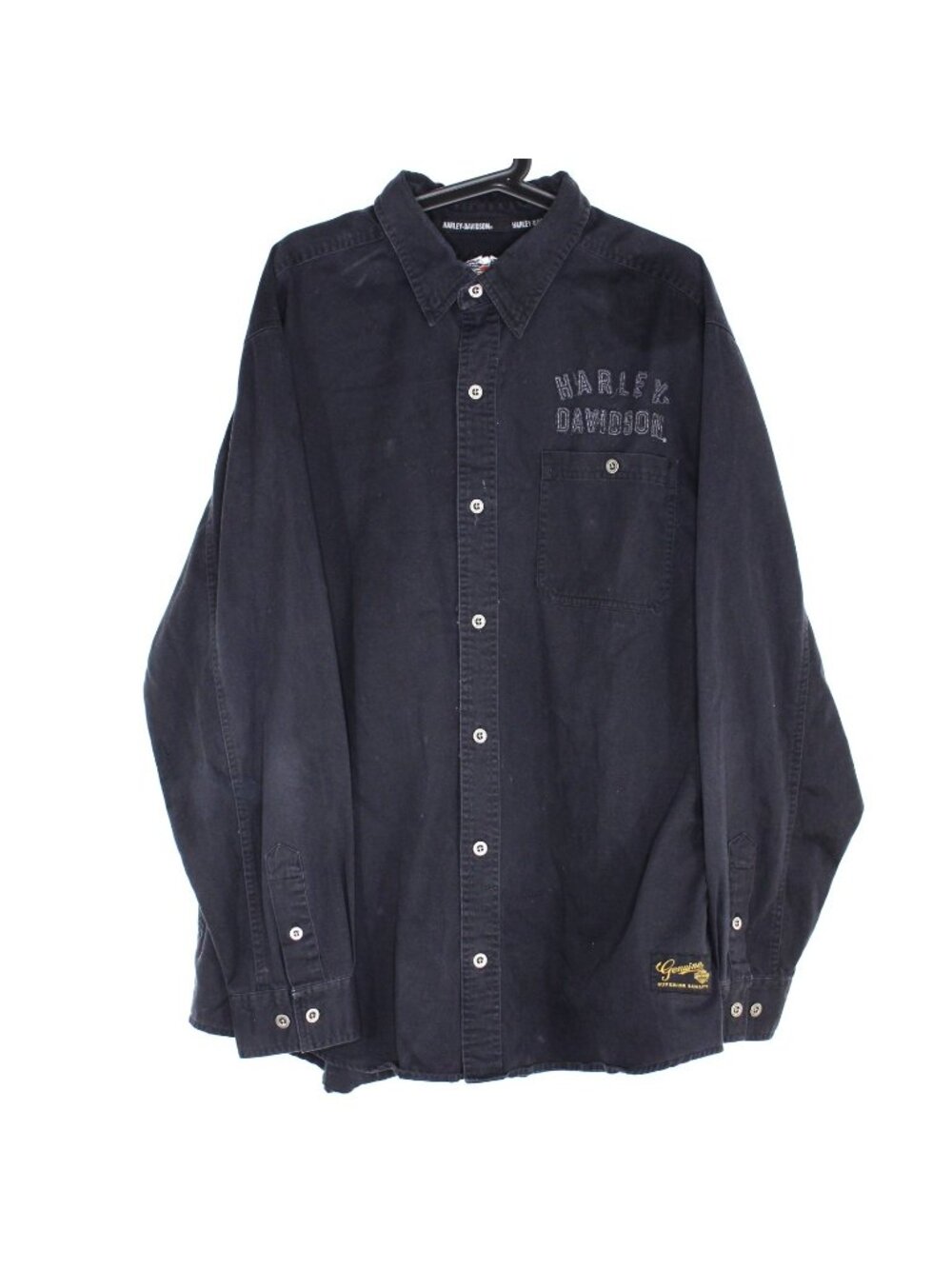 Harley Davidson Mens 2XL Motorcycle Biker Spell Out Button Up Shirt K756